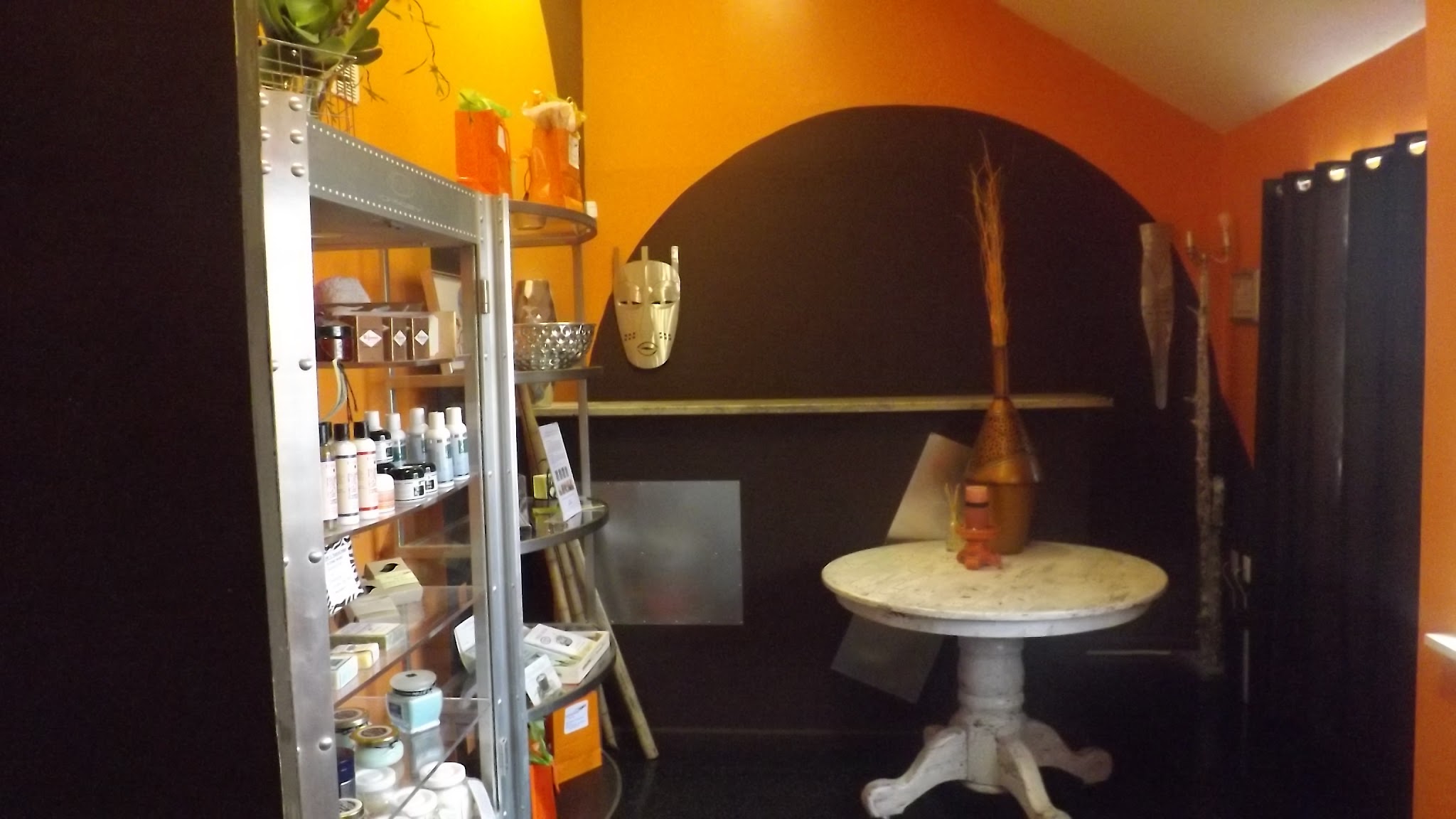 Our front room with spa gifts and seating